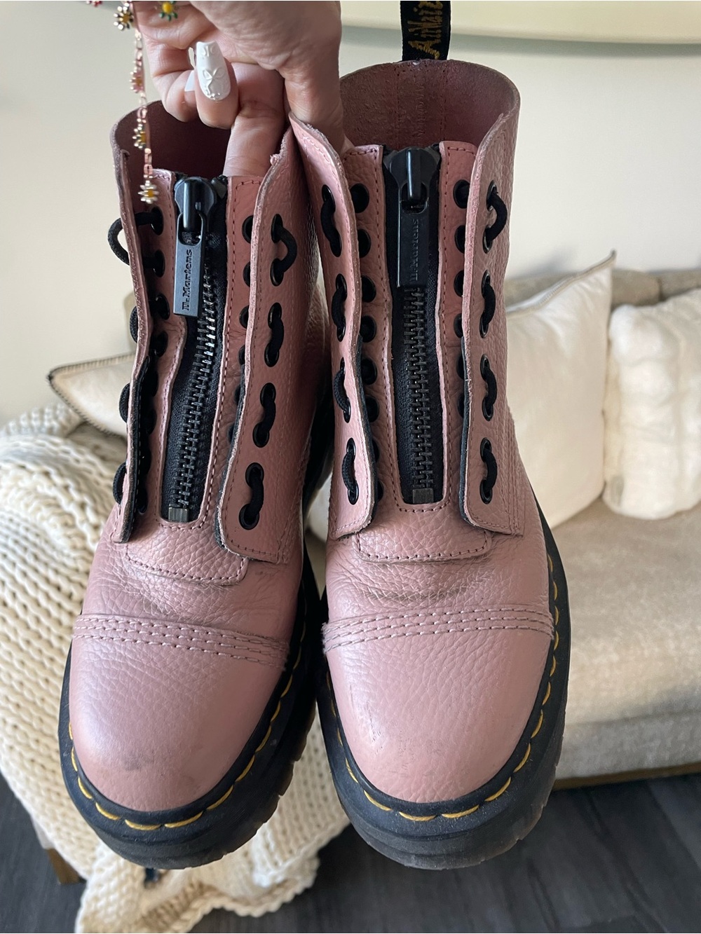 DR MARTENS JADON PLATFORM BOOT Pink Leather Combat size 9 women - Picture 5 of 5